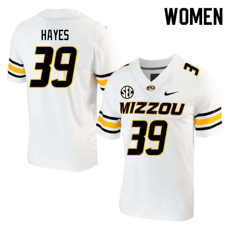 Women #39 Caimin Hayes Missouri Tigers College 2023 Football Stitched Jerseys Sale-White - Click Image to Close